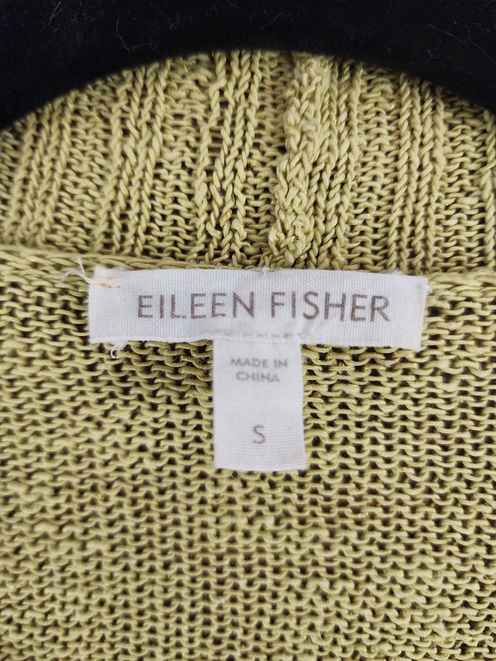 Eileen Fisher Mustard Yellow Linen Knit Open Front Cardigan Sweater - Picture 4 of 6